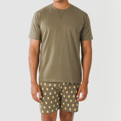 Pijama curto masculino Taleb em algodão verde