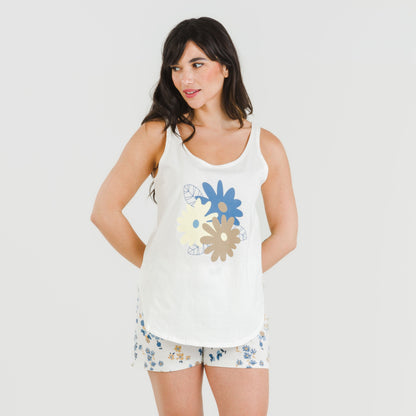 Pijama curto de algodão índigo Arauz