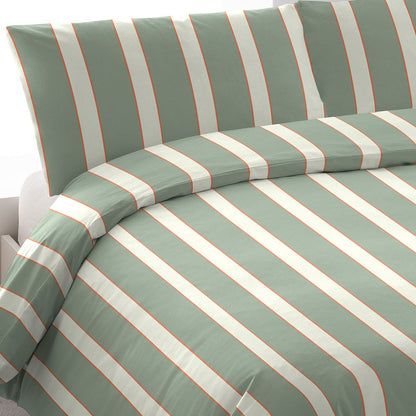 Capa de edredom de algodão, estampa listrada verde-caça Marita.