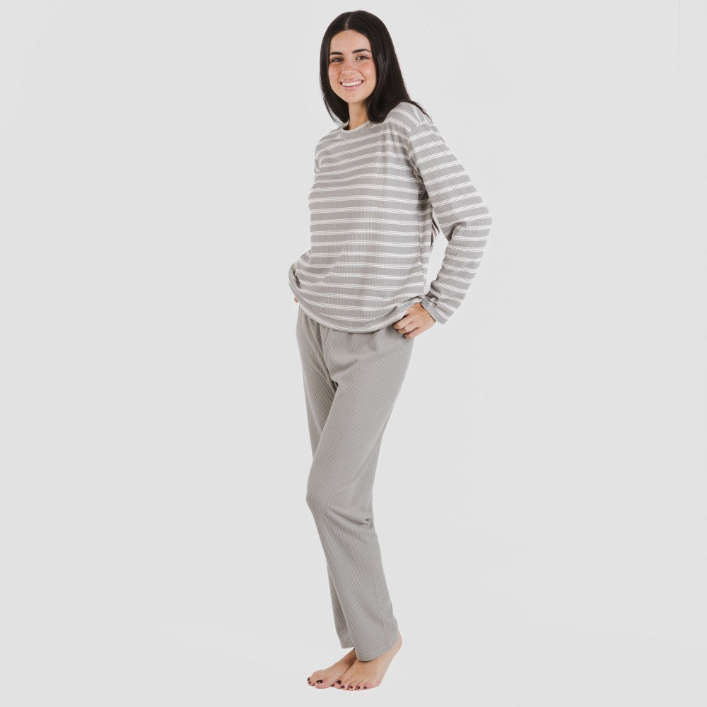 Pijama canelado bicolor