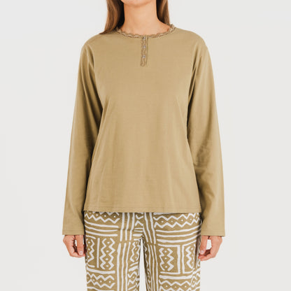 Pijama longo de algodão areia Vinuesa