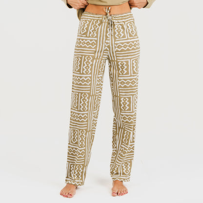 Pijama longo de algodão areia Vinuesa