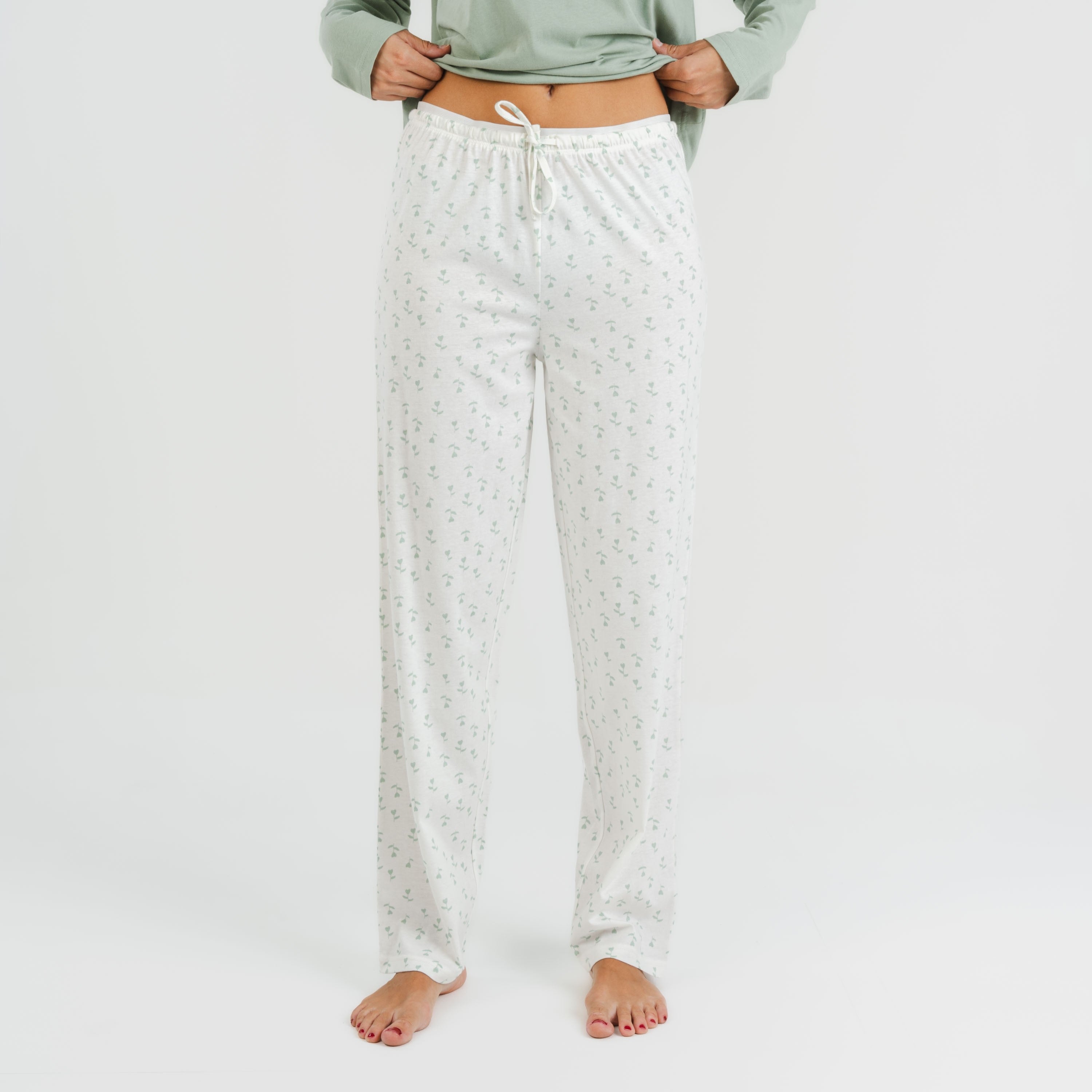 Pijama comprido Varga de algodão verde