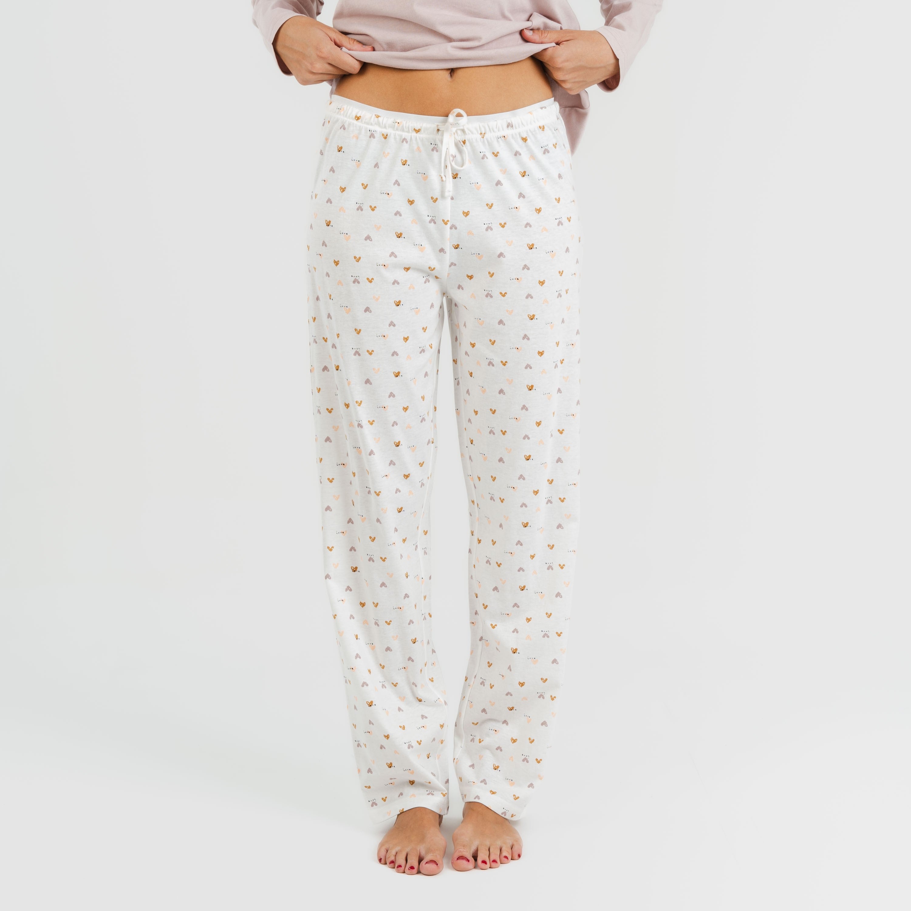 Pijama longo Isita de algodão na cor malva