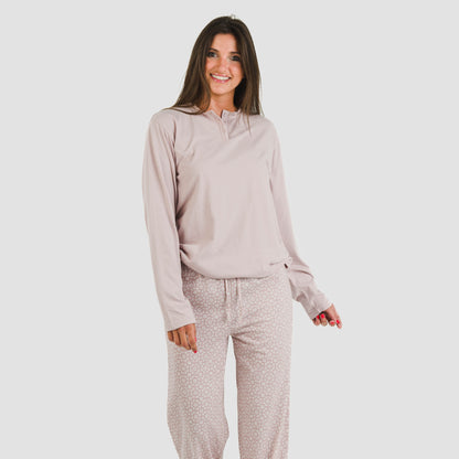 Pijama comprido de algodão Madrigal Marsala