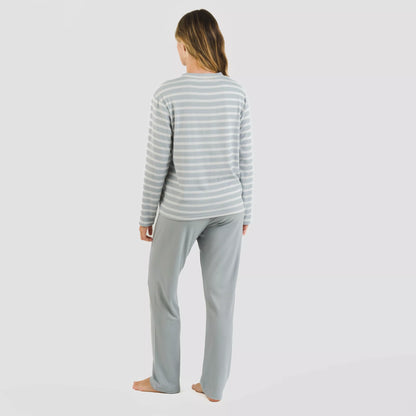 Pijama canelado bicolor