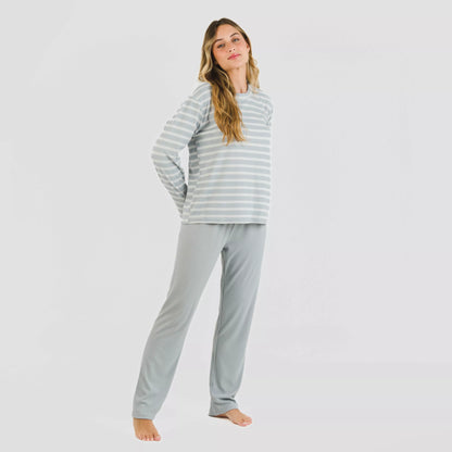 Pijama canelado bicolor