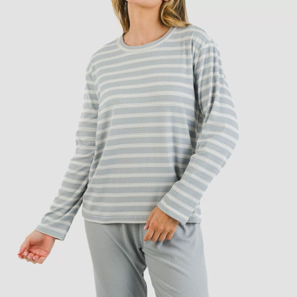 Pijama canelado bicolor