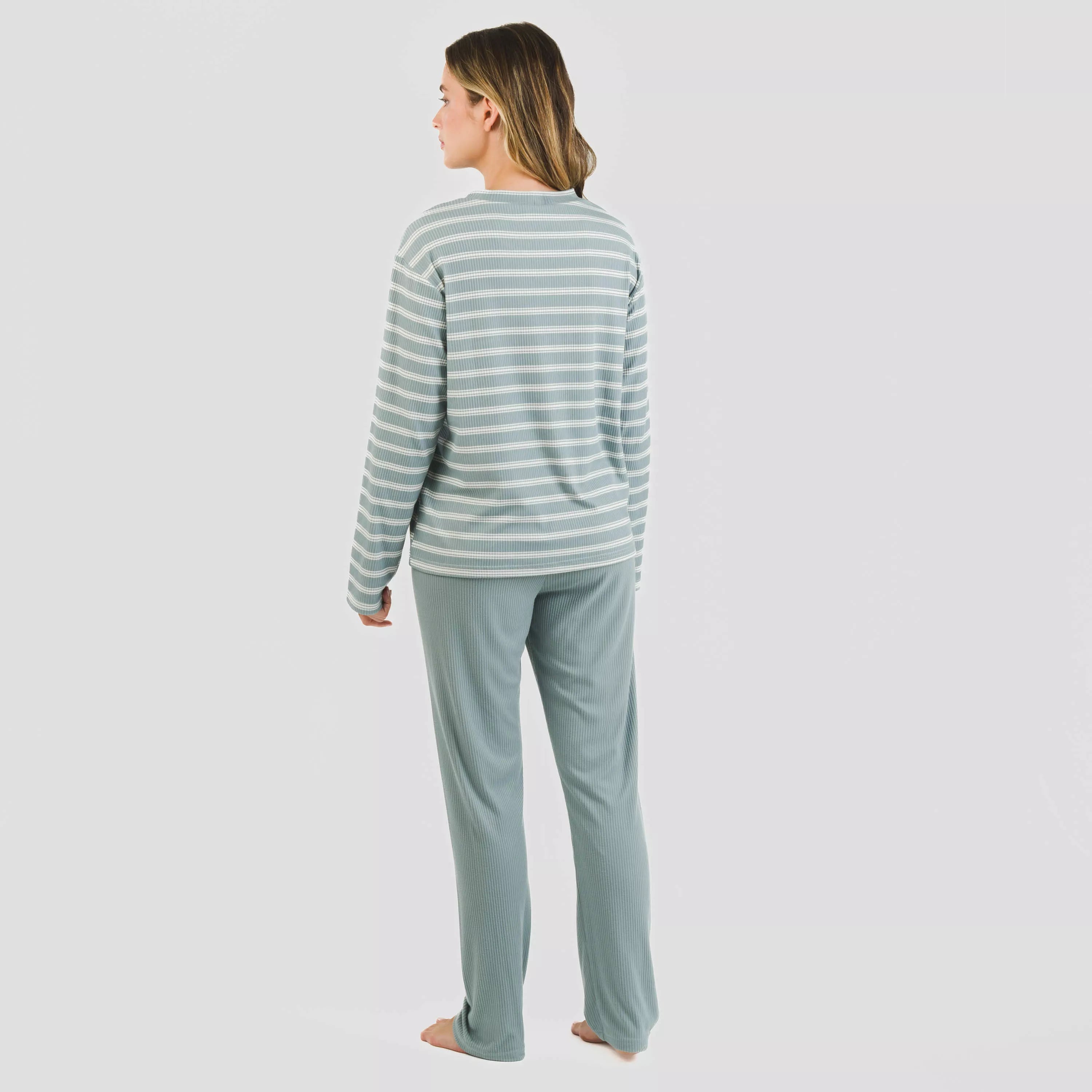 Pijama canelado bicolor