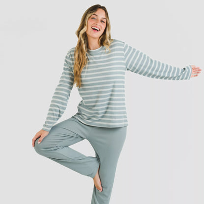 Pijama canelado bicolor