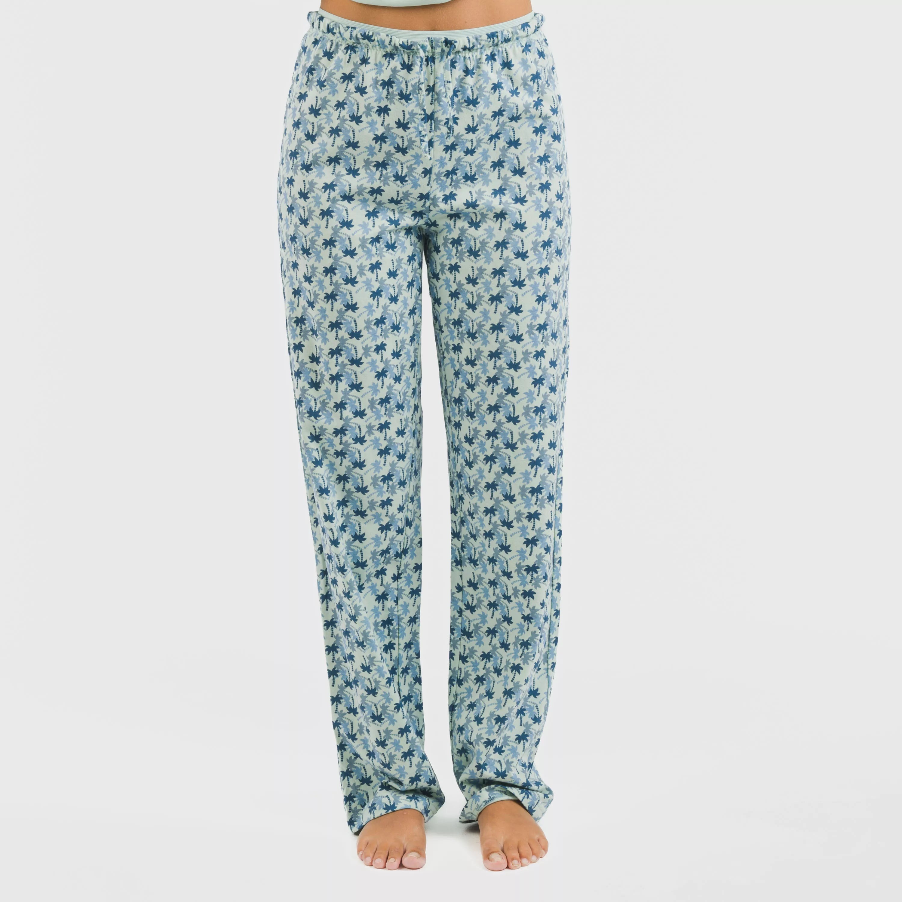 Pijama longo de algodão Gaia, verde Tiffany