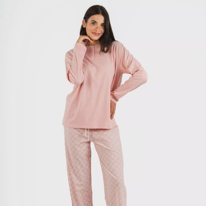pijama comprido rosa de algodão checo