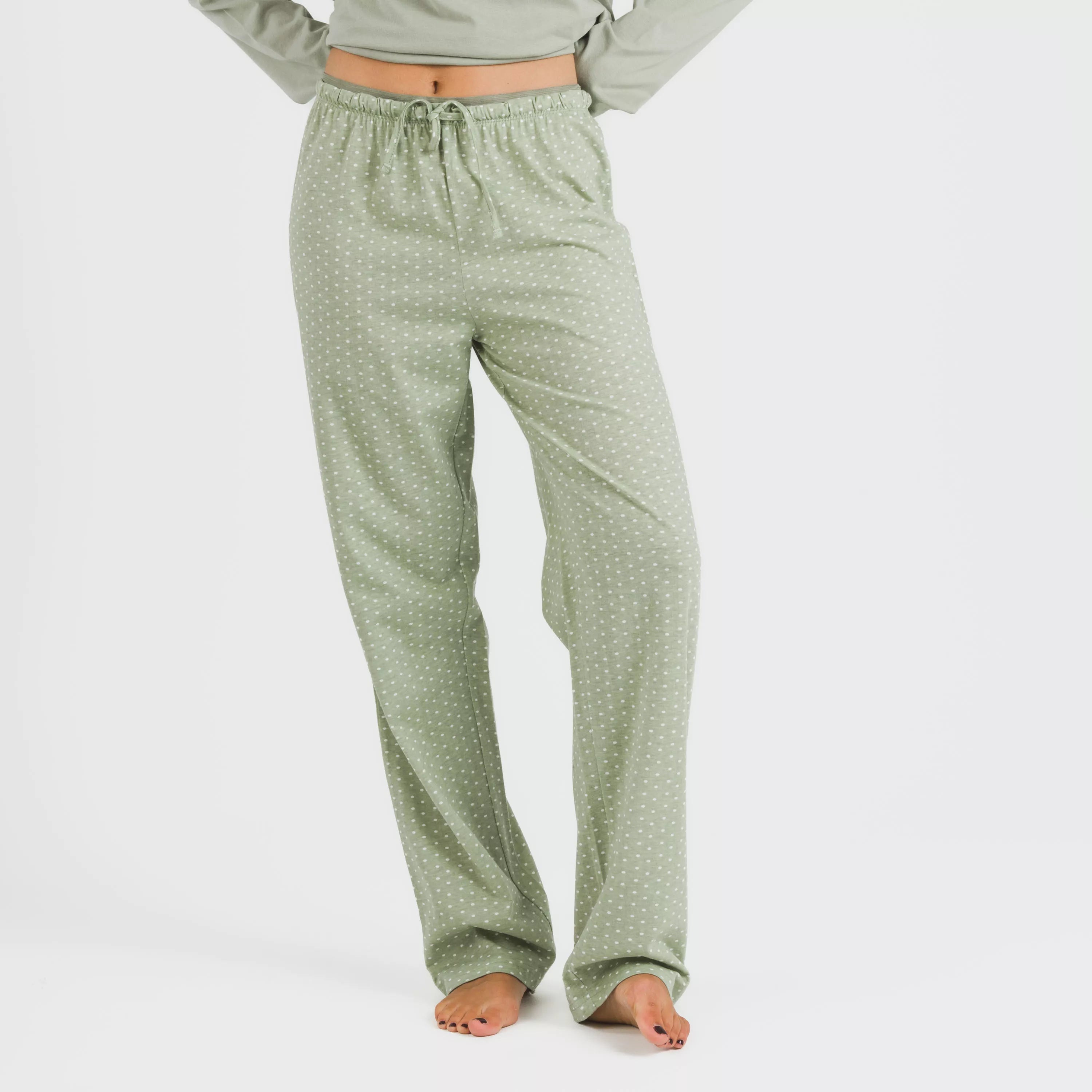 Steve, pijama comprido de algodão verde para caça.