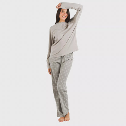 Pijama comprido de algodão Garbo, jeans cinza