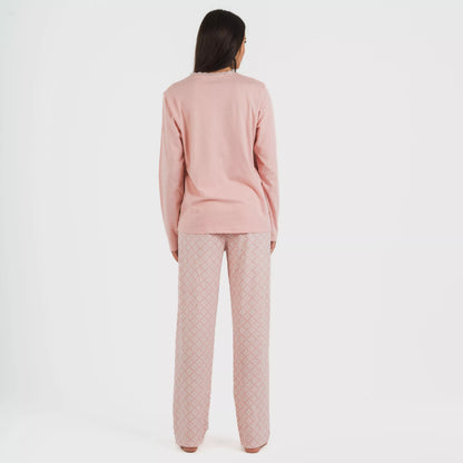 pijama comprido rosa de algodão checo