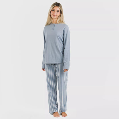 Pijama comprido de algodão, listrado Tomas índigo