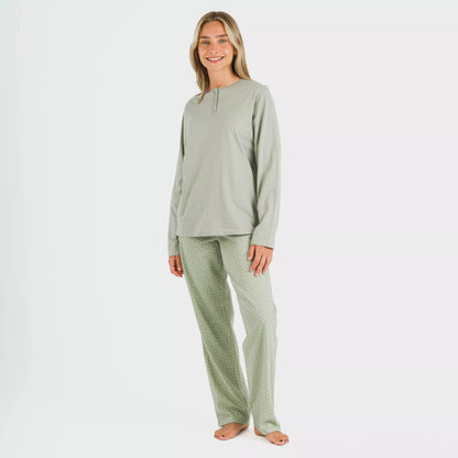 Steve, pijama comprido de algodão verde para caça.