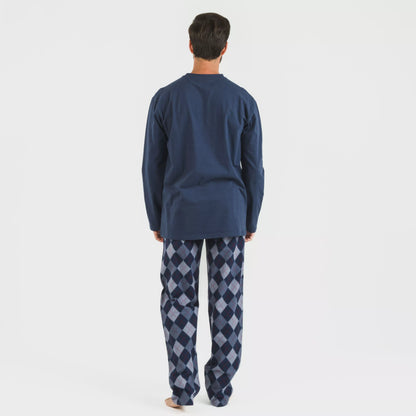 Pijama de flanela masculino Darsiriki, azul