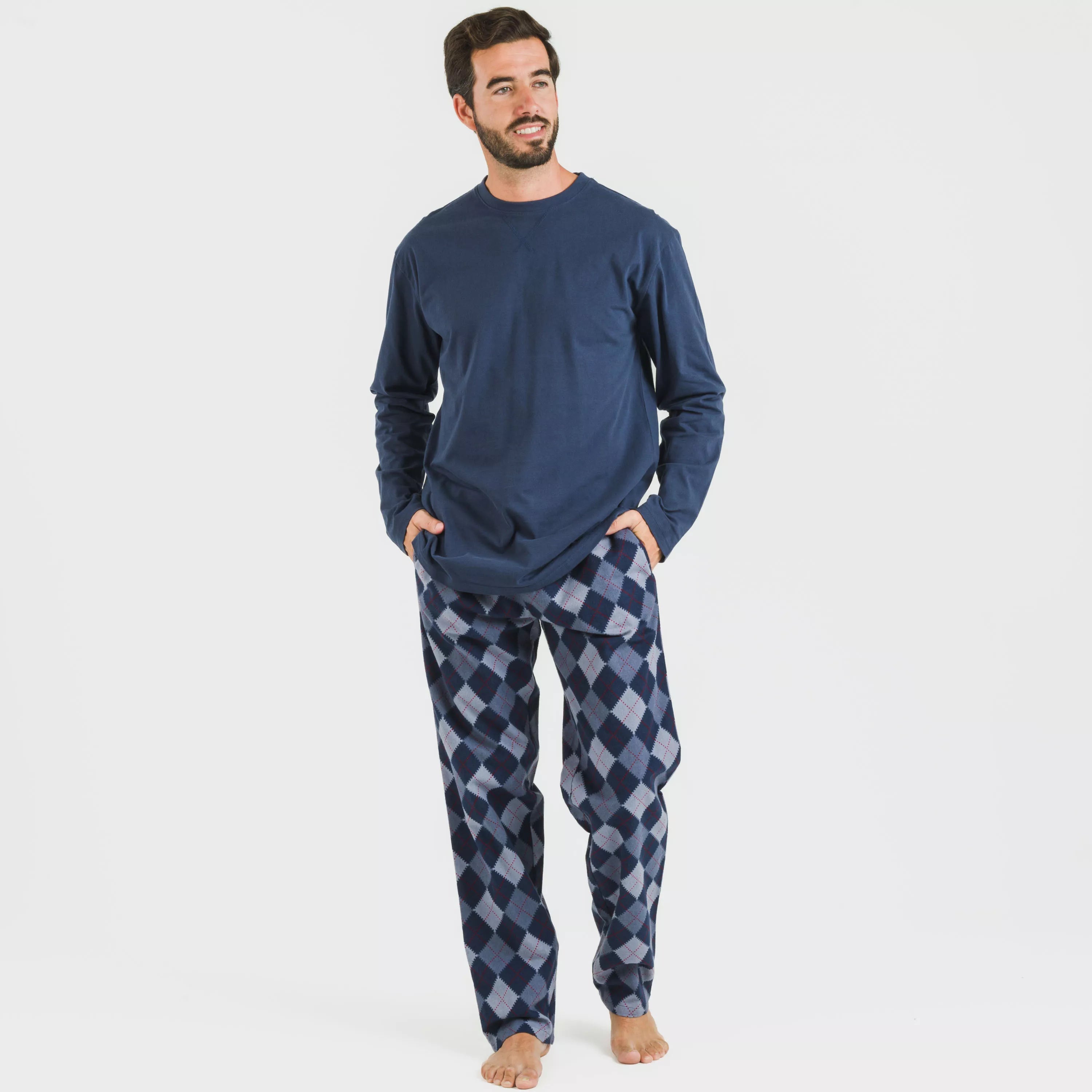 Pijama de flanela masculino Darsiriki, azul