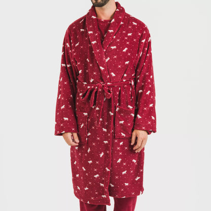 Roupão masculino Cody em fleece coral