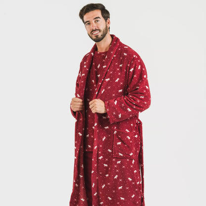 Roupão masculino Cody em fleece coral
