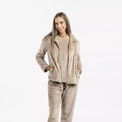 Moletom de veludo bege