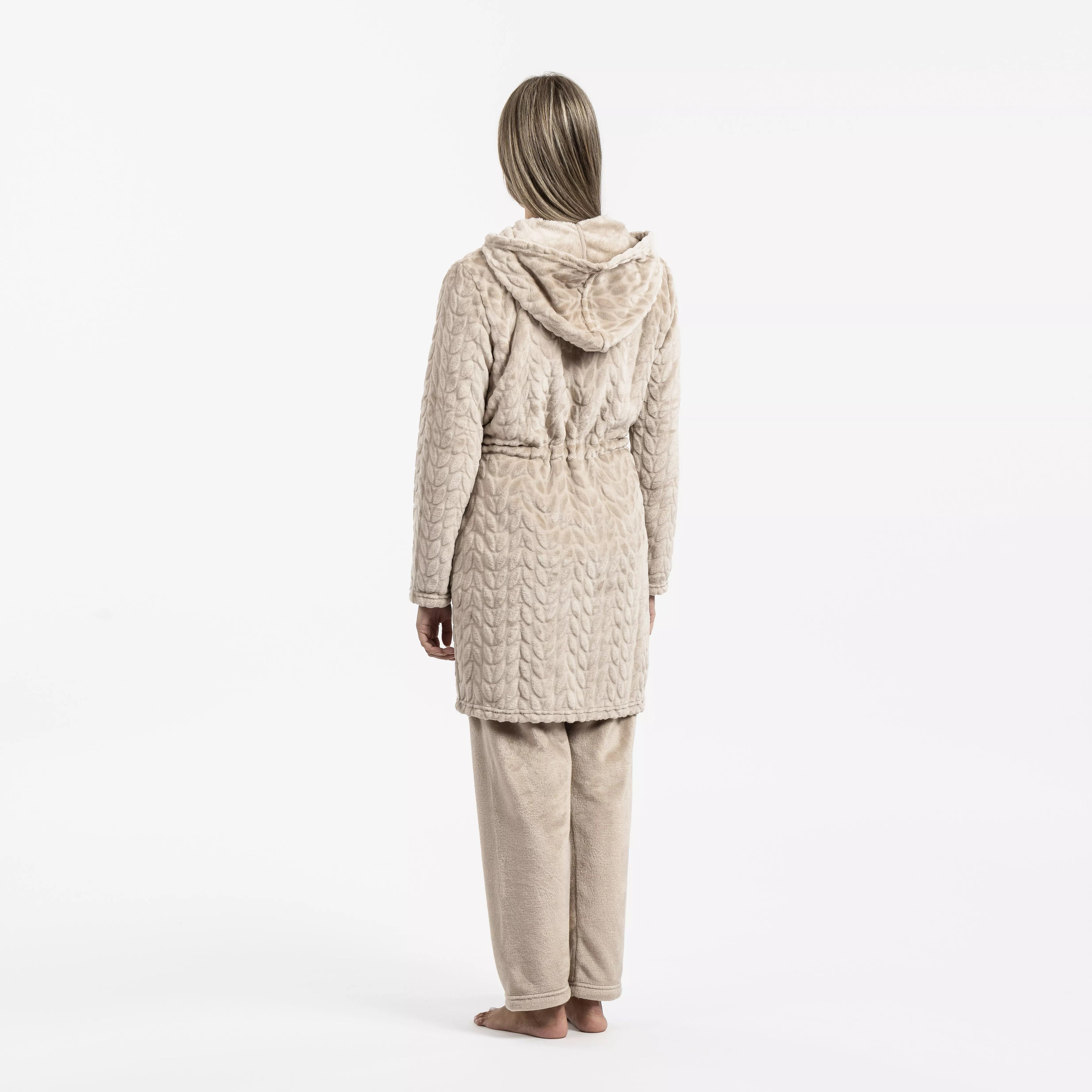 Robe de veludo Devoré liso com capuz.