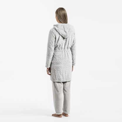 Robe de veludo Devoré liso com capuz.