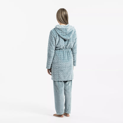 Robe de veludo Devoré liso com capuz.