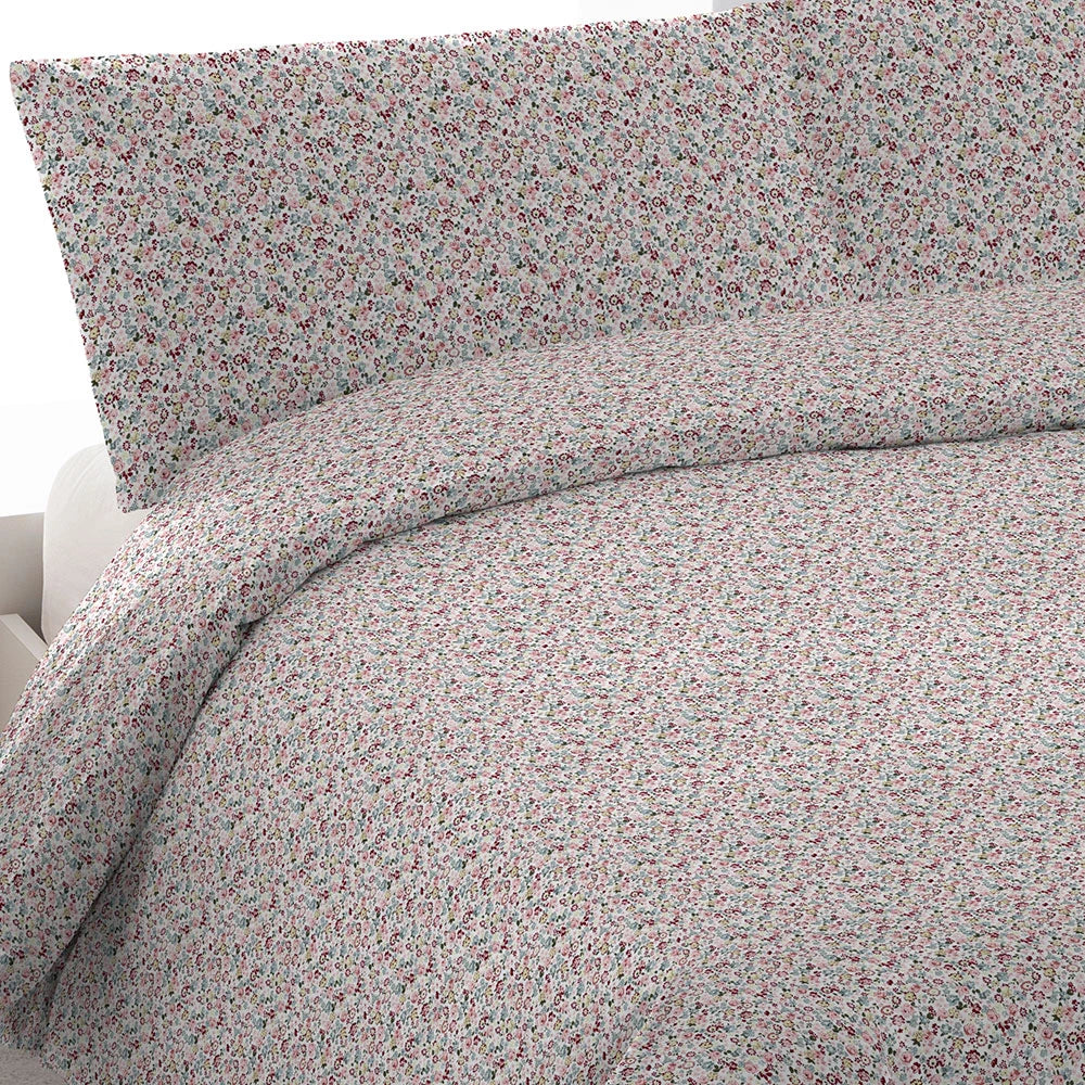 Capa de edredom Alda rosa em algodão