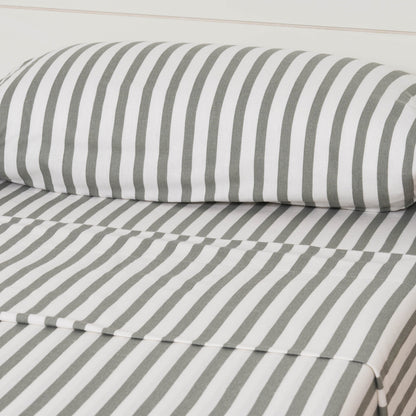 Jogo de lençóis de flanela, listras Aviles, verde-caça