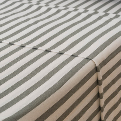 Jogo de lençóis de flanela, listras Aviles, verde-caça