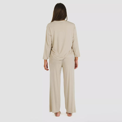 Pijama feminino longo liso de viscose