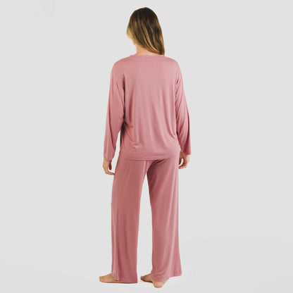 Pijama feminino longo liso de viscose