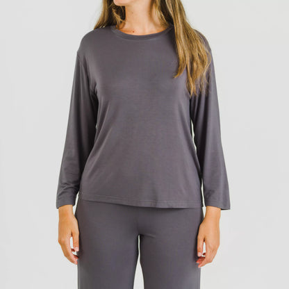 Pijama feminino longo liso de viscose