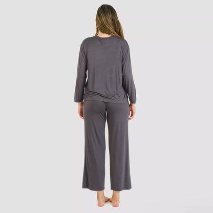 Pijama feminino longo liso de viscose