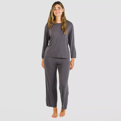 Pijama feminino longo liso de viscose