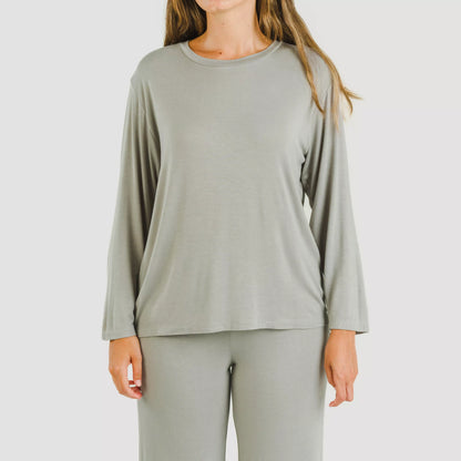 Pijama feminino longo liso de viscose