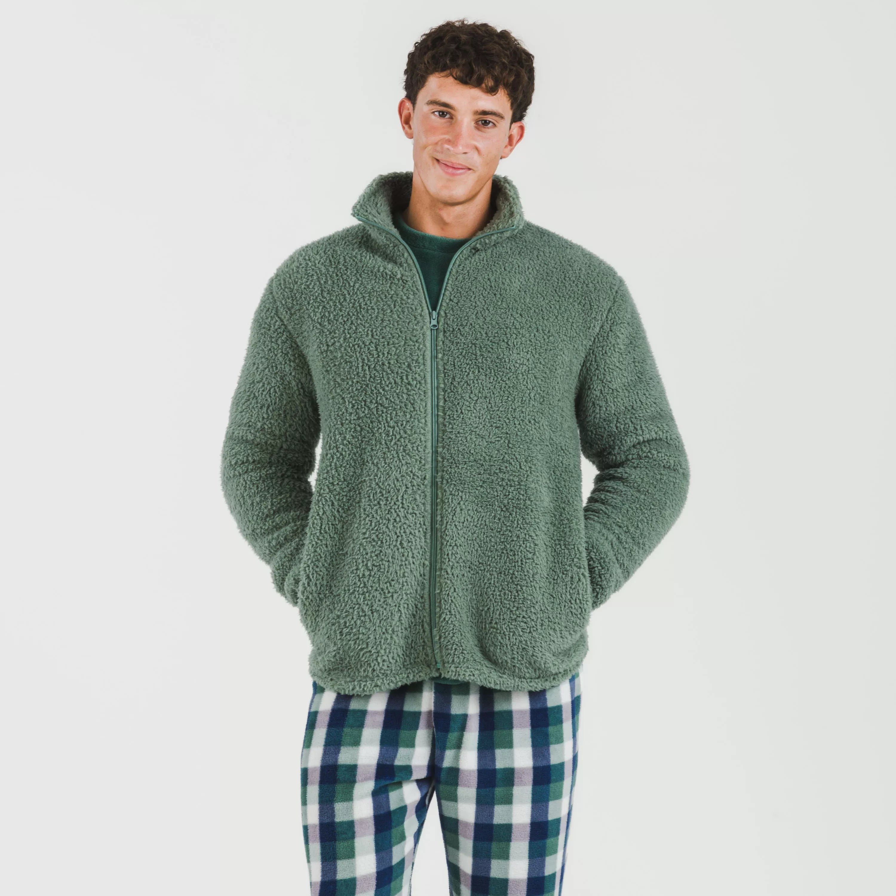 Moletom masculino liso de sherpa