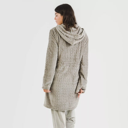 Robe de veludo Devoré liso com capuz.