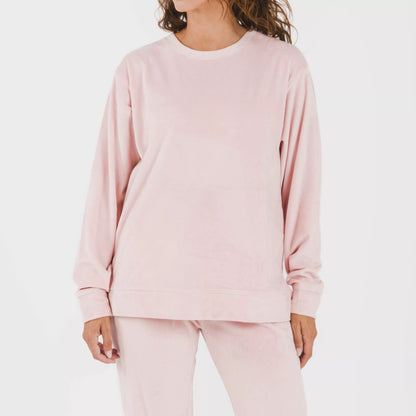 Pijama comprido de veludo liso