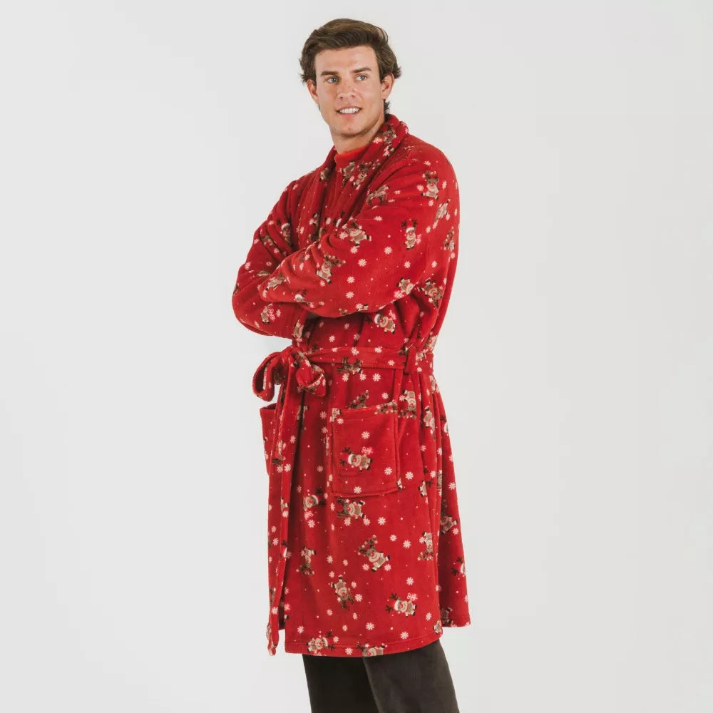 Roupão Rodolfo vermelho coral para homens