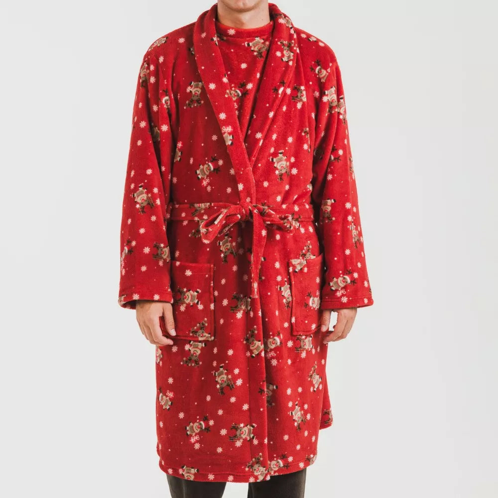 Roupão Rodolfo vermelho coral para homens