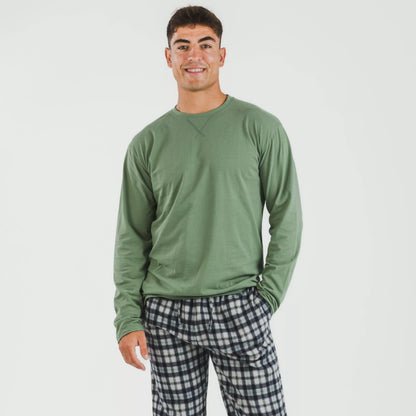 Pijama masculino de flanela, estampa de caça verde Javier
