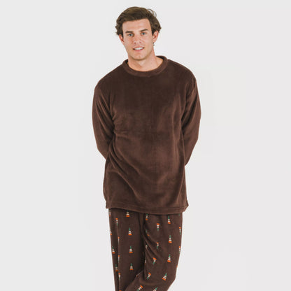 Pijama masculino Pelayo de lã coral marrom