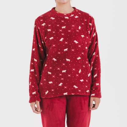 Pijama Cody cor de vinho e coral