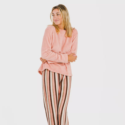 Pijama listrado coral Norma pêssego