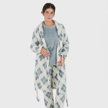 Robe coral xadrez índigo Guima