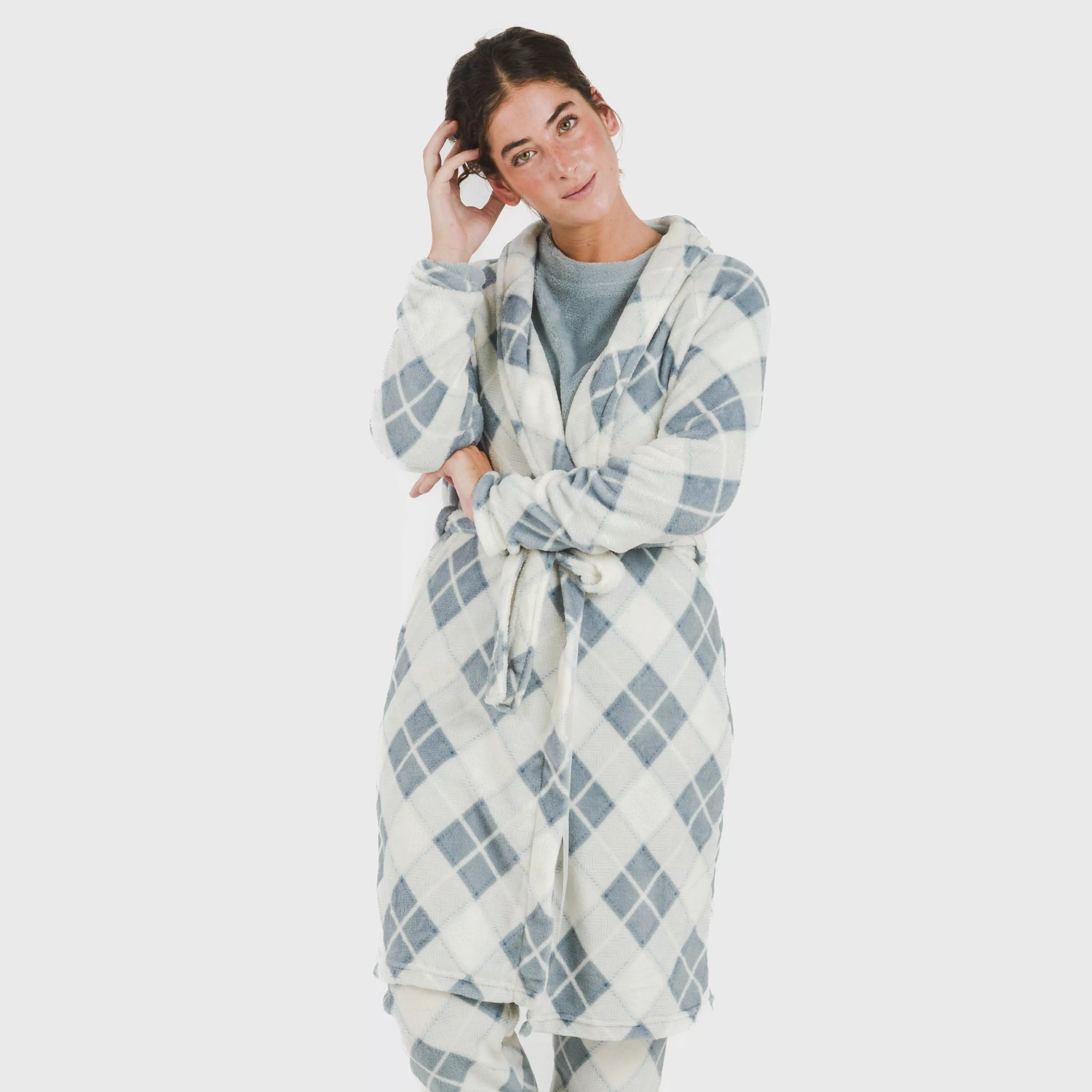 Robe coral xadrez índigo Guima