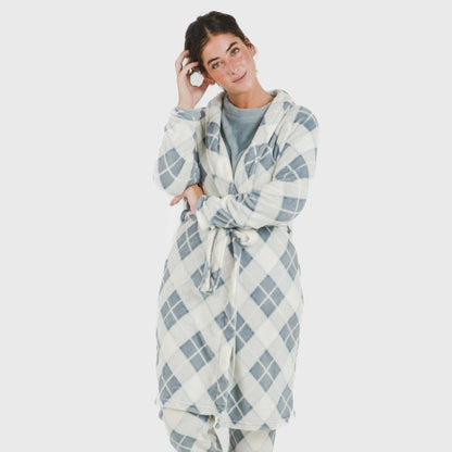 Robe coral xadrez índigo Guima